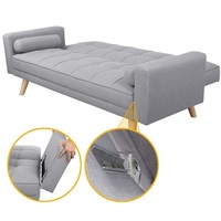 Canapé convertible 3 positions inclinables avec accoudoirs et 2 coussins, canapé-lit pour salon