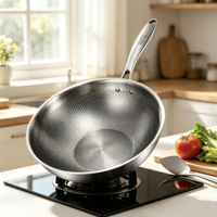 Wok en titane de qualité alimentaire FLEY, épaissi, non revêtu, antiadhésif, en alliage de titane, 32/34/36 cm, pour cuisinière à gaz, induction, cuisine domestique
