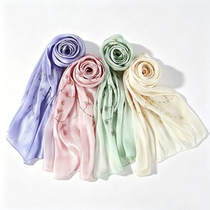 ผ้าคลุมฮิญาบยาวแบบใหม่ ผ้าซาตินเครปสีพื้น กันลื่น พร้อมปักเลื่อม ผ้าคลุมฮิญาบผ้าฝ้ายสำหรับผู้หญิง - Product Image 2