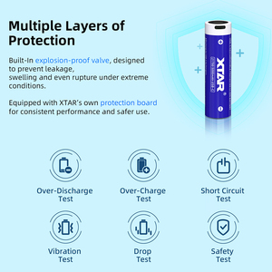 XTAR 3.6V 21700 5000mAh USB-C 10A 타입 C 충전 원통형 추적 카메라 손전등 리튬 이온 배터리 - Product Image 4