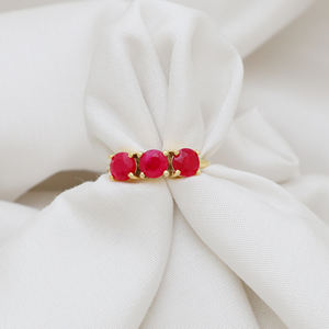 แหวนพลอยทับทิมชุบทอง18K สำหรับผู้หญิง925เรียงซ้อนเงินสเตอร์ลิงสำหรับงานแต่งงานวันครบรอบปาร์ตี้หรือของขวัญ - Product Image 2