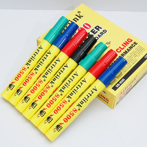 طرف مستدير قلم أبيض سهل المسح حبر أسود مضاد للتجفيف للتعليم والرسم على ألواح قابلة للمسح اللون أبيض - Product Image 5