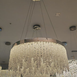 2025 tối giản Đèn chùm pha lê cho sảnh khách sạn Đảng tổ chức sự kiện vàng khung LED ánh sáng mặt dây đèn với hạt pha lê rõ ràng - Product Image 5