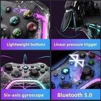 Anillo de Luz RGB Transparente Ajustable S03, Luces Antideslumbrantes 2.4G para Control de Videojuegos a Prueba de Agua, Compatible con Switch, PC, Android V3, iOS