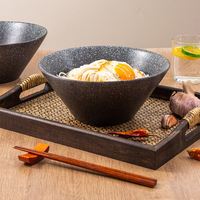 Bol à salade en céramique japonaise transfrontalier, Nouveau bol à ramen, Bol à nouilles instantanées pour la maison, Bol conique rétro, Bol à soupe, Personnalisable