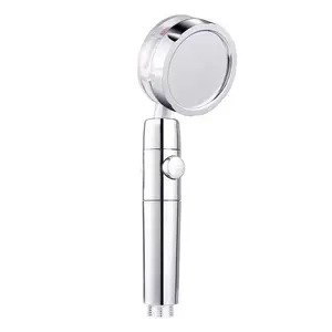 Stop Button 360 Single Function High Pressure Rainfall Propeller Rotating Handheld Shower Head with Fans