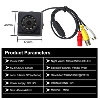 Caméra de sécurité analogique AHD 1080P, 2MP, étanche IP65, 10 LED IR 850NM, vision nocturne, caméra CCTV