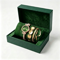 Coffret cadeau exquis pour la Saint-Valentin, montre à quartz pour femmes avec cadran rond, bracelet de montre avec perles et strass, ensemble cadeau