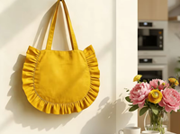 Nouveauté : Sac en toile à volants demi-lune de couleur unie avec logo personnalisé pour la plage et les cadeaux