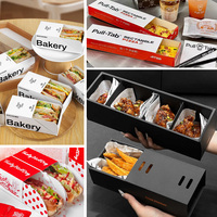Caja de cartón personalizada con forma de barco para hot dogs, gofres y hamburguesas, con tapas, para comida rápida