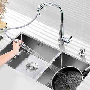 Fregadero Doble Grande de Acero Inoxidable 304, Hecho a Mano, de Instalación Bajo Encimera, Fácil de Limpiar, para el Hogar - Product Image 4