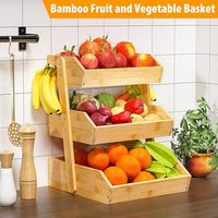 3-laags ecologisch bamboe fruitmand multifunctioneel extra grote capaciteit aanrechtblad opbergstandaard voor winkelopslag
