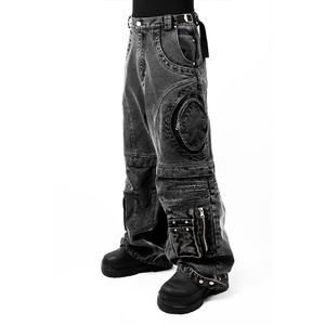 กางเกงคาร์โก้ผ้าแคนวาสหนา 6 กระเป๋า สไตล์สตรีทแฟชั่นแบบใหม่ล่าสุด ลุคสบายๆ ทรงหลวม สีดำ - Product Image 2