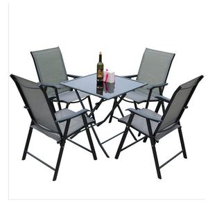 OEM Outdoor salvaspazio Set di lusso pieghevole in metallo tavolo da giardino e sedia con sedia impilabile per bar ristorante - Product Image 1