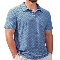 Polo de Golf para Hombre, Corte Ajustado, Secado Rápido, Estampado, Transpirable, Tejido Elástico en 4 Direcciones, Absorbe la Humedad, Bolsillo en el Pecho, Diseño con Ventilación Lateral