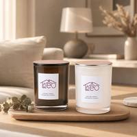 Bougeoir cylindrique de luxe en verre transparent ambré avec couvercle métallique, récipient vide réutilisable pour bougie en cire de soja