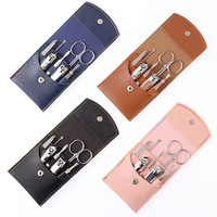 Ensemble de 7 outils de manucure pour femmes et hommes, kit de manucure de voyage, argenté avec sac en cuir, ensemble de manucure beauté, cadeaux promotionnels
