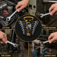 Jeu de clés à fourche doubles GSFixtop, 8 pièces, en acier allié, tailles métriques 45 mm, pour réparation automobile et bricolage, emballage OEM