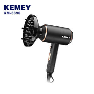Sèche-cheveux Kemey Km-8896 avec moteur AC, haute vitesse, pour salon et usage domestique, noir, avec concentrateur et diffuseur - Product Image 1