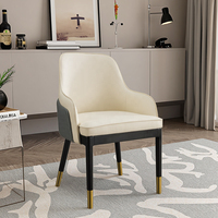 Fauteuil de salle à manger en cuir rembourré avec pieds en métal, design nordique, haute qualité, luxe, pour restaurants et salons