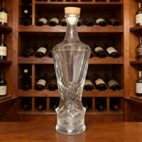 Bouteille en verre personnalisée de 700 ml avec bouchon pompe, forme unique, bouchon en liège sérigraphié pour vodka, whisky, brandy, tequila, boîtes de nuit