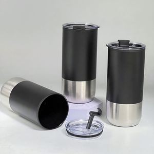Double-walled Stainless Steel <b>Thermos</b> with a clear Plastic Lid and a Stainless Steel and Silicone Straw - Product Image 1