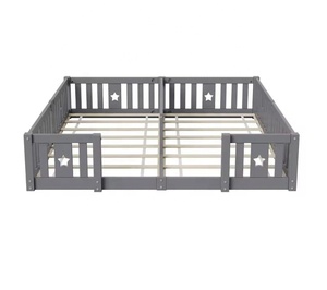 Letto <span class=keywords><strong>a</strong></span> <span class=keywords><strong>Due</strong></span> Piani Montessori per Bambini in Legno Massello con Sponda di Protezione Integrata <span class=keywords><strong>a</strong></span> Basso Profilo per Camera da Letto e Soggiorno - Product Image 4