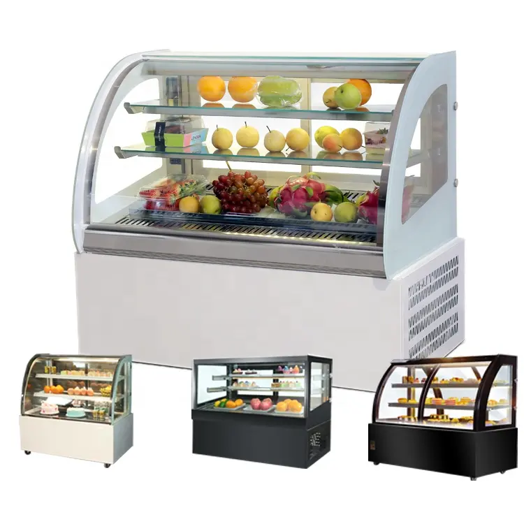 Curvo Refrigeratore Pasticceria Vetrina Frigorifero 3 Stand Tier Visualizzazione Della Torta Da Forno Congelatore Frigorifero