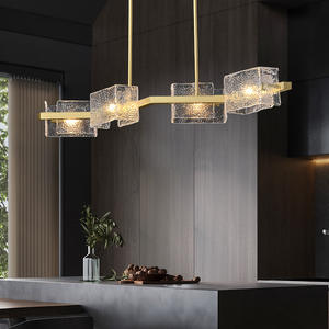 Lámpara <span class=keywords><strong>de</strong></span> Techo LED <span class=keywords><strong>de</strong></span> Alta Gama, Estilo Moderno, Marco Dorado Cuadrado, con Cristal, Regulable, 360°, para Comedor, Bar, Diseño <span class=keywords><strong>de</strong></span> Ondas <span class=keywords><strong>de</strong></span> Agua - Product Image 3
