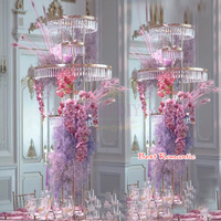 Support de fleurs de mariage en acrylique et cristal de luxe de 1,2 m – Centre de table élégant pour événements et fêtes – Taille et couleur personnalisables