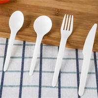Couverts en plastique réutilisables CPLA biodégradables de 6.5 pouces couverts jetables de qualité alimentaire cuillère fourchette Spork pour les fêtes et les hôtels