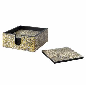 Elegant <b>Set</b> of 6 Square Bamboo Coffee <b>Coasters</b> <b>with</b> <b>Holder</b> Handmade Eggshell Inlay New Year Gift Made in Vietnam - Product Image 1