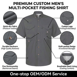 Camisa de Pesca Ecológica para <span class=keywords><strong>Hombre</strong></span>, UPF 50+, Manga Corta, Botones, Nailon, Anti-UV, Secado Rápido, Impermeable, Ventilada, para Senderismo - Product Image 3