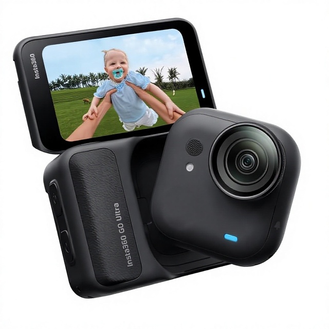 Insta360 GO Ultra Small 4K Vlogging Camera Hands-Free POV 1/1.28" Sensor 10" Screen 53g Lightweight 156° FOV