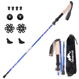 Venta caliente al aire libre ultraligero 7075 aluminio senderismo estiramiento plegable Trekking Pole montaña bastón para caminar