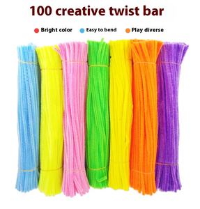 เชือกทำความสะอาดท่อชนิดเชนิลล์ 100 ชิ้น ขนาด 30 ซม. ของเล่นเด็กเสริมพัฒนาการ ของเล่นทำความสะอาดท่อหลากสี งานฝีมือ DIY ของขวัญ - Product Image 2