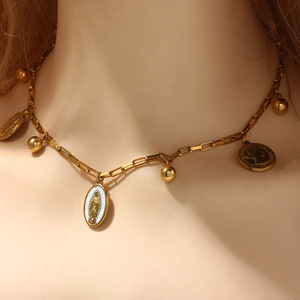 Medalla milagrosa de oro de 18 quilates, colgante de María Madre de Dios, medallón de La <span class=keywords><strong>Virgen</strong></span> María, colgante de Santa María, collar de la <span class=keywords><strong>Virgen</strong></span> María - Product Image 3