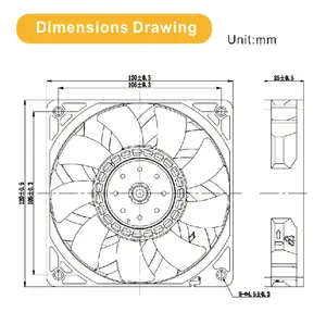 6300RPM高速DCモーターサイクル12VDC CPU冷却ファン120x 120x25 YDS1225B12F