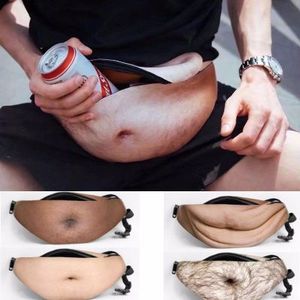 Creative Anti-Harassment Unisex Waist Bag Pillow Shape <strong>Big</strong> Belly Design Geometric Zipper Portable Imitation PU Material Stylish - Product Image 3