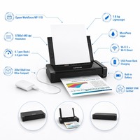 Printer Inkjet Portabel A4 dengan Baterai Terintegrasi dan Pengisian Daya USB, Printer Mobile Ringkas untuk Layanan Lapangan, Mobil, dan Kantor