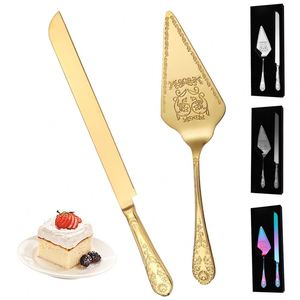Wholesale Stainless Steel Luxury Baroque <b>Cake</b> Knife and Spatula Gift <b>Box</b> Packaging Pizza Spatulas for <b>Weddings</b> Restaurants - Product Image 1