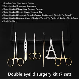 Kit d'instruments chirurgicaux pour double paupière, chirurgie esthétique ophtalmique, outils d'implantation de sutures, porte-aiguilles à manche doré - Product Image 5