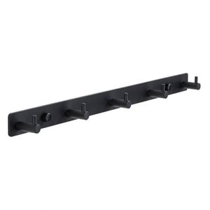 Bedroom Waterproof Key Wall Mounted Hanger Slat Shelf Rack Multifunction Stainless Steel Black 5 <b>Hooks</b> Door Coat <b>Hook</b> <b>Rails</b> for - Product Image 1