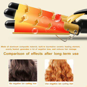 เครื่องม้วนผมแบบแท่ง<span class=keywords><strong>ม้วน</strong></span>ไข่ขนาดใหญ่3กระบอกเครื่องดัด<span class=keywords><strong>ผม</strong></span>เซรามิกเคลือบเหล็กสวิตช์ PTC เครื่องทำความร้อนไฟฟ้า - Product Image 3
