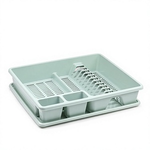 Égouttoir à vaisselle en PP avec bac de drainage et porte-couverts, empilable, carré, robuste, moderne, pour cuisine, vaisselle et bols - Product Image 1