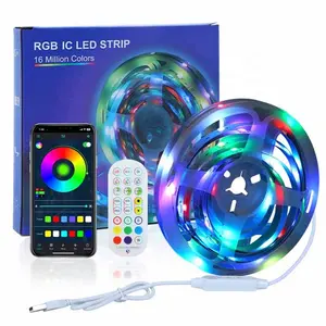 Music Sync 5M 10M Smart RGBIC Dream Color 5050 RGB Sound Activated Room Bedroom 5V USB Led Strip Light Set with Remote Control