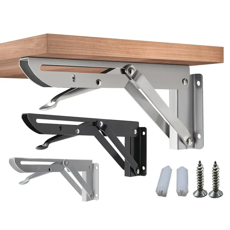 Zuogang Wholesale Wall Mounted Floating Bracket Metal Stainless Steel Foldable Shelf Bracket Workbench folding rack