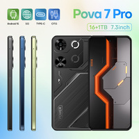 Pova7 Pro Nouveau Smartphone 5G 7,3 pouces 16 Go + 1 To, Batterie 8800 mAh, Appareils photo 72 MP + 108 MP, Android 15, Wi-Fi, Vente directe usine