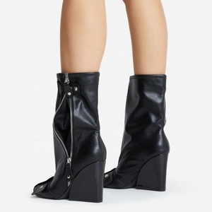 New Block Heel Square Toe Women Ankle <b>Boots</b> Side Zipper Color Matching Mixed Color Belt Buckle Short Booties Ladies Pumps Shoes - Product Image 6