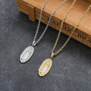 Colgante de la Virgen María, Accesorios de Hip Hop, Accesorios para Parejas, Cobre con Circonita, Cadena con Colgante - Product Image 3